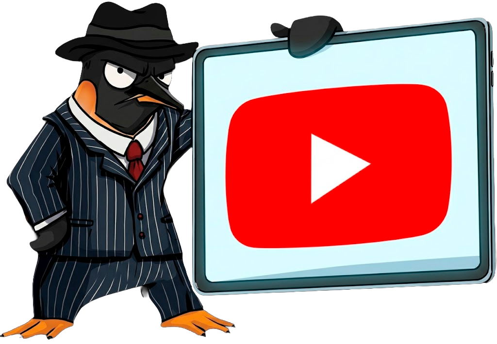 Pingüino de Wacamole con una tablet de YouTube
